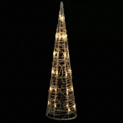 Акрилна декоративна пирамида LED светещ конус топло бяло 60 см