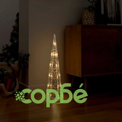 Акрилна декоративна пирамида LED светещ конус топло бял 60 см ➤ топ цена ➤ sorbe.bg