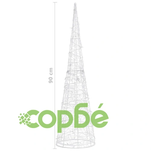 Акрилна декоративна пирамида LED светещ конус топло бял 90 см ➤ топ цена ➤ sorbe.bg