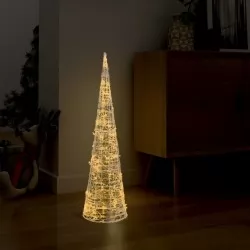 Акрилна декоративна пирамида LED светещ конус  топло бяла 90 см