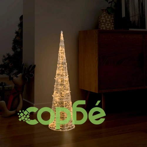 Акрилна декоративна пирамида LED светещ конус топло бял 90 см ➤ топ цена ➤ sorbe.bg