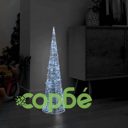 Акрилна декоративна пирамида LED светещ конус студено бял 90 см ➤ топ цена ➤ sorbe.bg