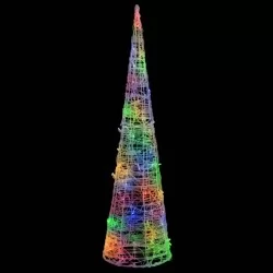 Акрилна декоративна пирамида, LED светещ конус, цветна, 90 см