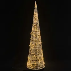 Акрилна декоративна пирамида LED светещ конус топло бяла 120 см