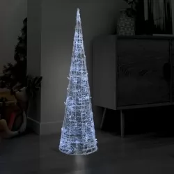 Акрилна декоративна пирамида LED светещ конус студено бял 120см