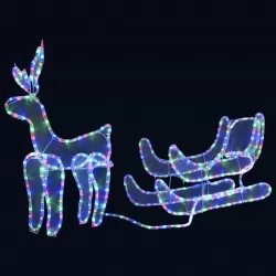 Коледна украса, светещ елен с шейна, мрежа, 432 LED