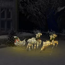 Коледна украса за навън северни елени с шейна 100 LED златиста