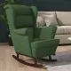 Люлеещ стол с крака от каучуково дърво масив тъмнозелен кадифе