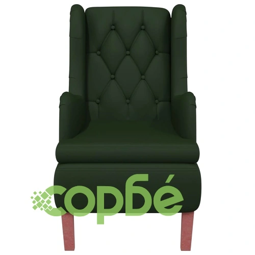 Кресло с крачета от каучук масив, тъмнозелено, кадифе ➤ топ цена ➤ sorbe.bg