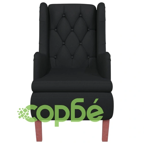 Кресло с крачета от каучуково дърво масив, черно, кадифе ➤ топ цена ➤ sorbe.bg