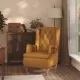 Кресло с крачета от каучуково дърво масив, кафяво, кадифе