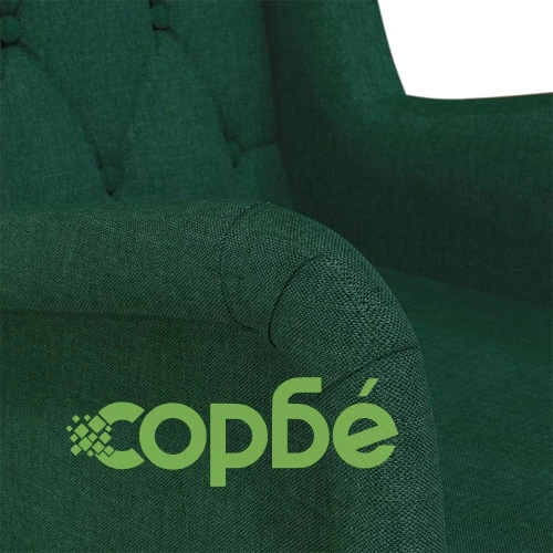 Фотьойл с крака от каучуково дърво масив, тъмнозелен, текстил ➤ топ цена ➤ sorbe.bg