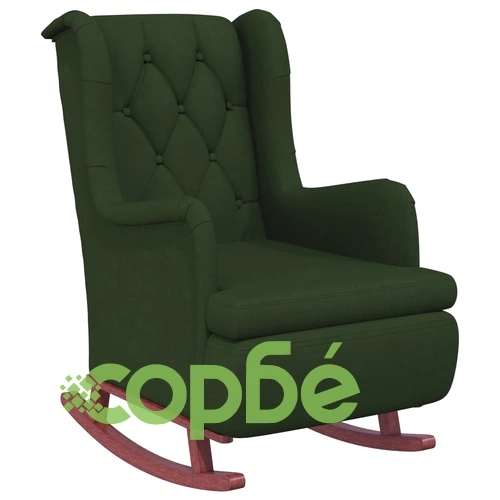 Люлеещ фотьойл с крака от каучук масив, тъмнозелен, кадифе ➤ топ цена ➤ sorbe.bg