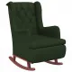 Люлеещ фотьойл с крака от каучук масив, тъмнозелен, кадифе
