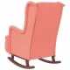 Люлеещ фотьойл с крака от каучук масив, розов, кадифе