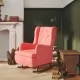 Люлеещ фотьойл с крака от каучук масив, розов, кадифе