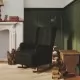 Люлеещ фотьойл с крака от каучук масив, черен, кадифе