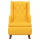 Люлеещ фотьойл с крака от каучук масив, жълт, кадифе