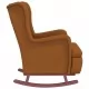 Люлеещ фотьойл с крака от каучук масив, кафяв, кадифе