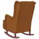 Люлеещ фотьойл с крака от каучук масив, кафяв, кадифе