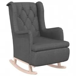 Люлеещ фотьойл с крака от каучук масив, тъмносив, текстил