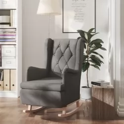 Люлеещ фотьойл с крака от каучук масив, тъмносив, текстил