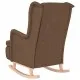 Люлеещ фотьойл с крака от каучук масив, кафяв, текстил