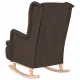 Люлеещ фотьойл с крака от каучук масив, тъмнокафяв, текстил