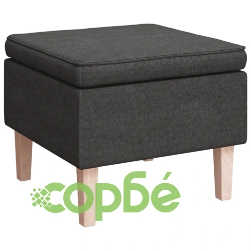 Табуретка с дървени крака, тъмносива, текстил ➤ топ цена ➤ sorbe.bg