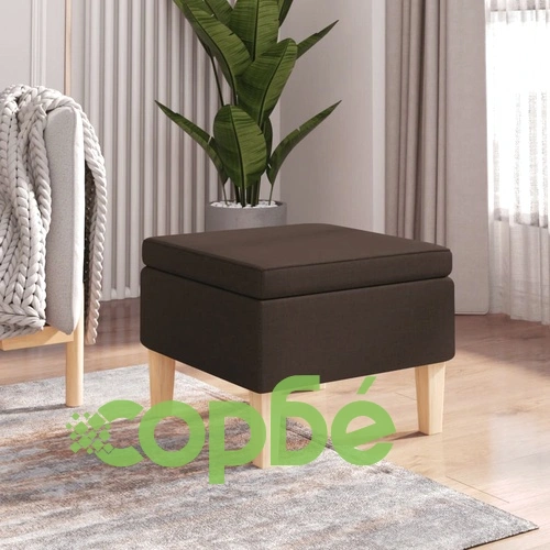 Табуретка с дървени крака, тъмнокафява, текстил ➤ топ цена ➤ sorbe.bg