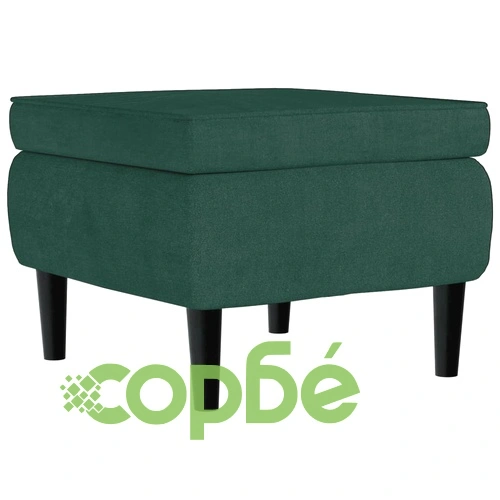 Табуретка с дървени крака, тъмнозелена, кадифе ➤ топ цена ➤ sorbe.bg