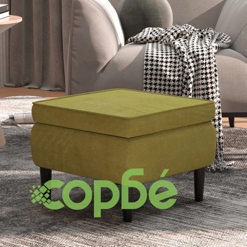 Табуретка с дървени крака, светлозелена, кадифе ➤ топ цена ➤ sorbe.bg