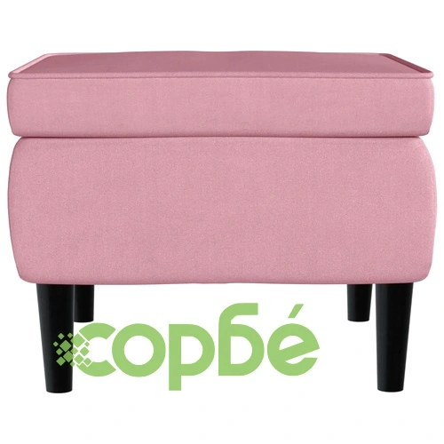 Табуретка с дървени крака, розова, кадифе ➤ топ цена ➤ sorbe.bg