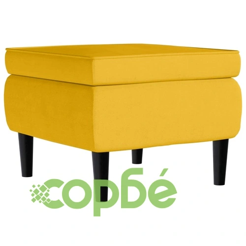 Табуретка с дървени крака, жълта, кадифе ➤ топ цена ➤ sorbe.bg