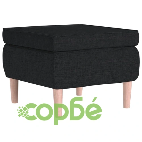 Табуретка с дървени крака, черна, текстил ➤ топ цена ➤ sorbe.bg