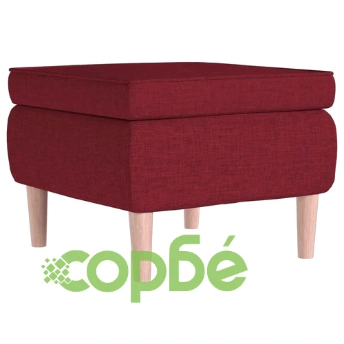 Табуретка с дървени крака, виненочервена, текстил ➤ топ цена ➤ sorbe.bg