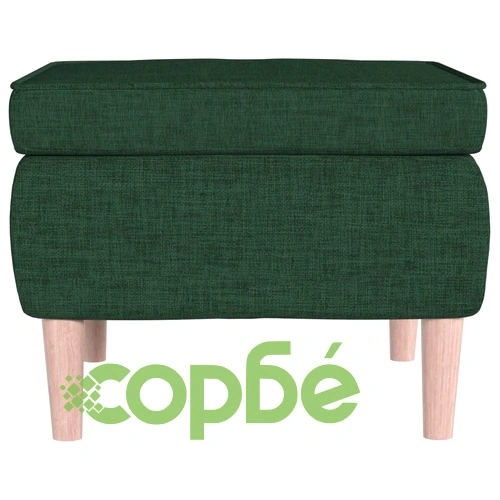 Табуретка с дървени крака, тъмнозелена, текстил ➤ топ цена ➤ sorbe.bg