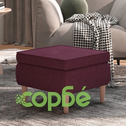 Табуретка с дървени крака, лилава, текстил ➤ топ цена ➤ sorbe.bg