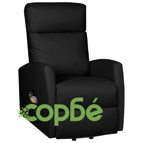 Изправящ масажен стол, черен, изкуствена кожа ➤ топ цена ➤ sorbe.bg