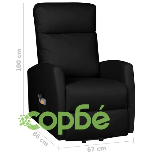 Изправящ масажен стол, черен, изкуствена кожа ➤ топ цена ➤ sorbe.bg