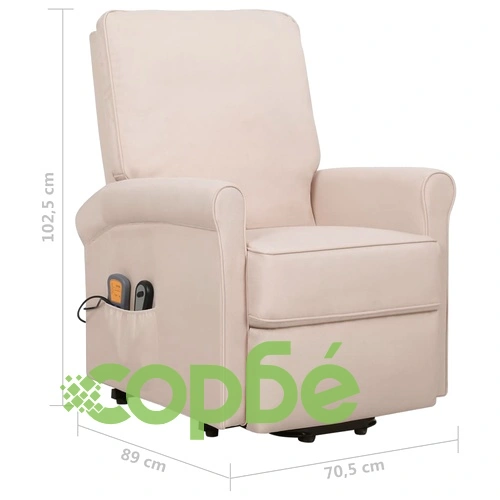 Изправящ масажен стол, кремав, текстил ➤ топ цена ➤ sorbe.bg