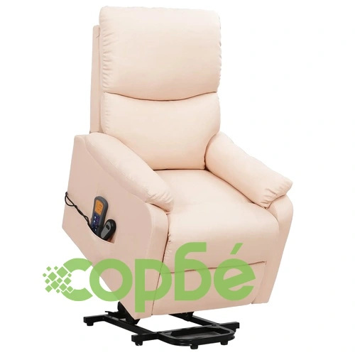 Изправящ масажен стол, кремав, текстил ➤ топ цена ➤ sorbe.bg