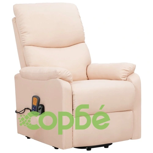 Изправящ масажен стол, кремав, текстил ➤ топ цена ➤ sorbe.bg