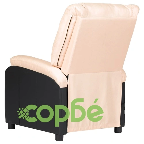 ТВ реклайнер, кремав, изкуствена кожа и плат ➤ топ цена ➤ sorbe.bg