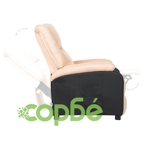 ТВ реклайнер, кремав, изкуствена кожа и плат ➤ топ цена ➤ sorbe.bg