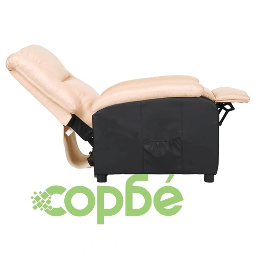 ТВ реклайнер, кремав, изкуствена кожа и плат ➤ топ цена ➤ sorbe.bg