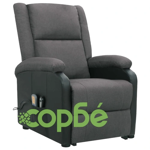 Изправящ масажен стол, тъмносив, текстил ➤ топ цена ➤ sorbe.bg