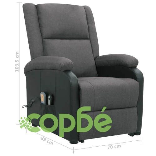 Изправящ масажен стол, тъмносив, текстил ➤ топ цена ➤ sorbe.bg