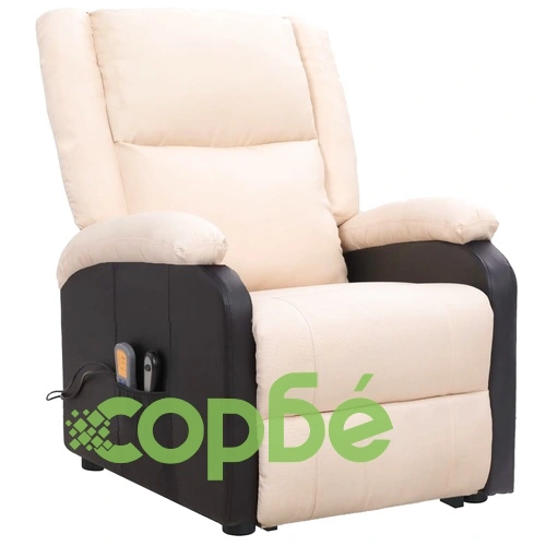 Изправящ масажен стол, кремав, текстил ➤ топ цена ➤ sorbe.bg