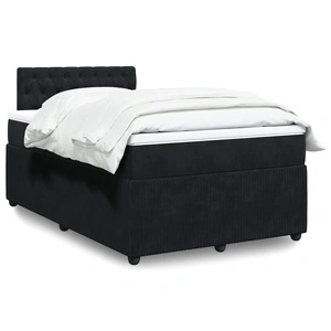 Боксспринг легло с матрак, черно, 120x200 см, кадифе